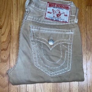 True Religion Beige Denim with White Stitching